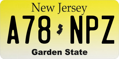 NJ license plate A78NPZ