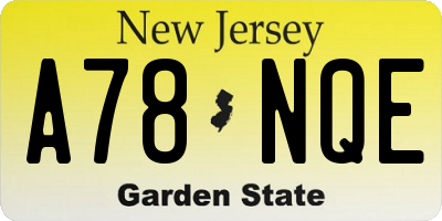 NJ license plate A78NQE