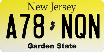 NJ license plate A78NQN
