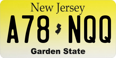NJ license plate A78NQQ