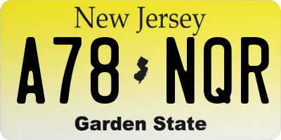 NJ license plate A78NQR