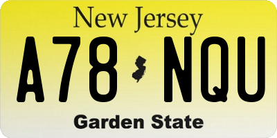 NJ license plate A78NQU