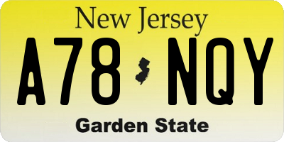 NJ license plate A78NQY