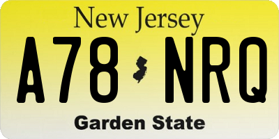 NJ license plate A78NRQ