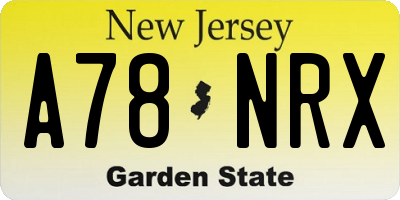 NJ license plate A78NRX