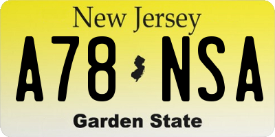 NJ license plate A78NSA