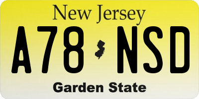 NJ license plate A78NSD