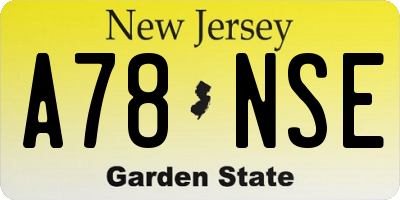 NJ license plate A78NSE