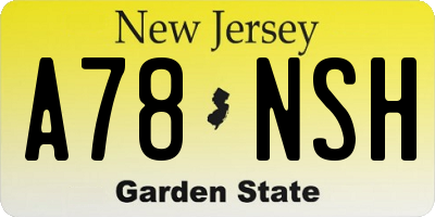 NJ license plate A78NSH