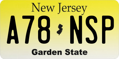 NJ license plate A78NSP