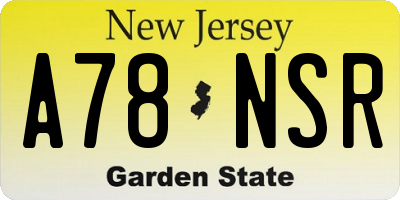 NJ license plate A78NSR