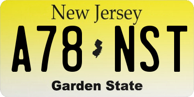 NJ license plate A78NST