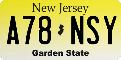 NJ license plate A78NSY