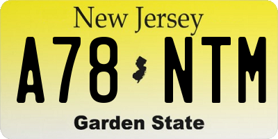 NJ license plate A78NTM