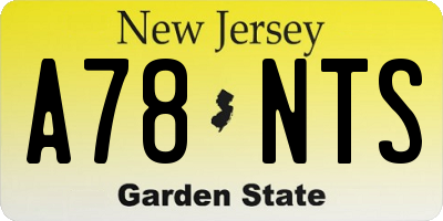 NJ license plate A78NTS