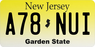 NJ license plate A78NUI