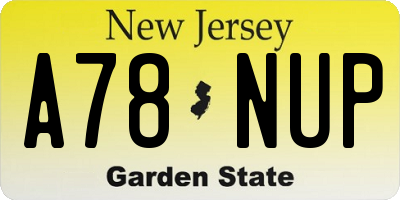 NJ license plate A78NUP