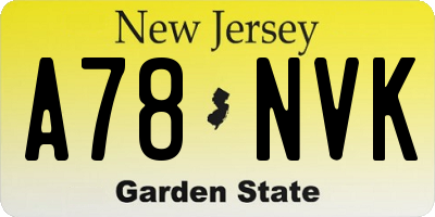 NJ license plate A78NVK