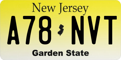 NJ license plate A78NVT