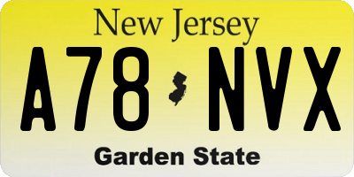 NJ license plate A78NVX