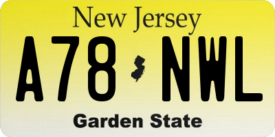 NJ license plate A78NWL
