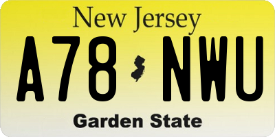 NJ license plate A78NWU