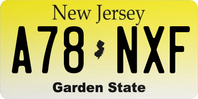 NJ license plate A78NXF