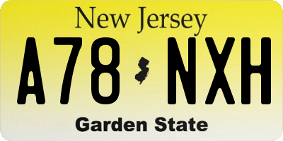 NJ license plate A78NXH