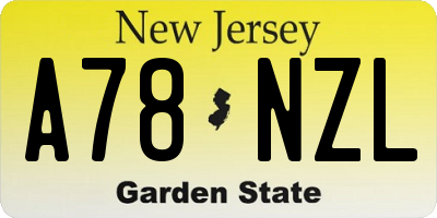 NJ license plate A78NZL