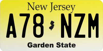 NJ license plate A78NZM