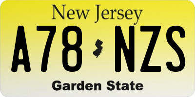 NJ license plate A78NZS