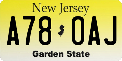 NJ license plate A78OAJ