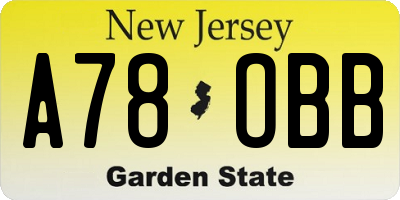 NJ license plate A78OBB