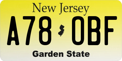 NJ license plate A78OBF