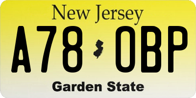 NJ license plate A78OBP