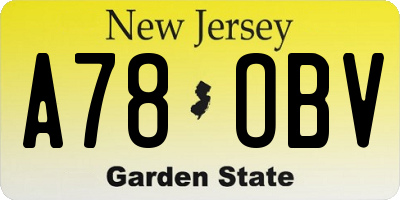 NJ license plate A78OBV