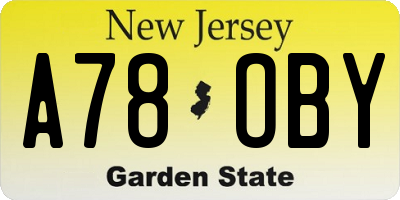 NJ license plate A78OBY