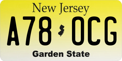 NJ license plate A78OCG