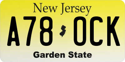 NJ license plate A78OCK