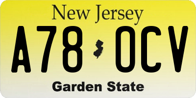 NJ license plate A78OCV