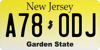 NJ license plate A78ODJ