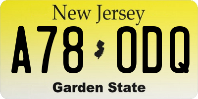 NJ license plate A78ODQ