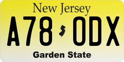 NJ license plate A78ODX