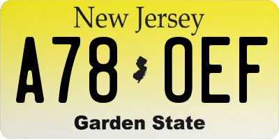 NJ license plate A78OEF