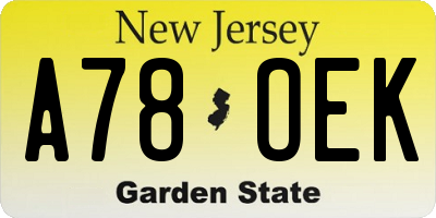 NJ license plate A78OEK