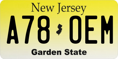 NJ license plate A78OEM