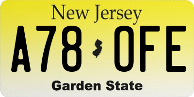 NJ license plate A78OFE
