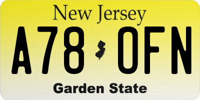 NJ license plate A78OFN