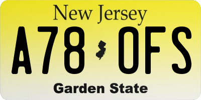 NJ license plate A78OFS