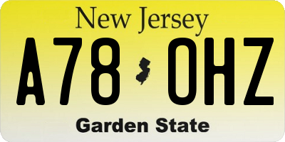 NJ license plate A78OHZ